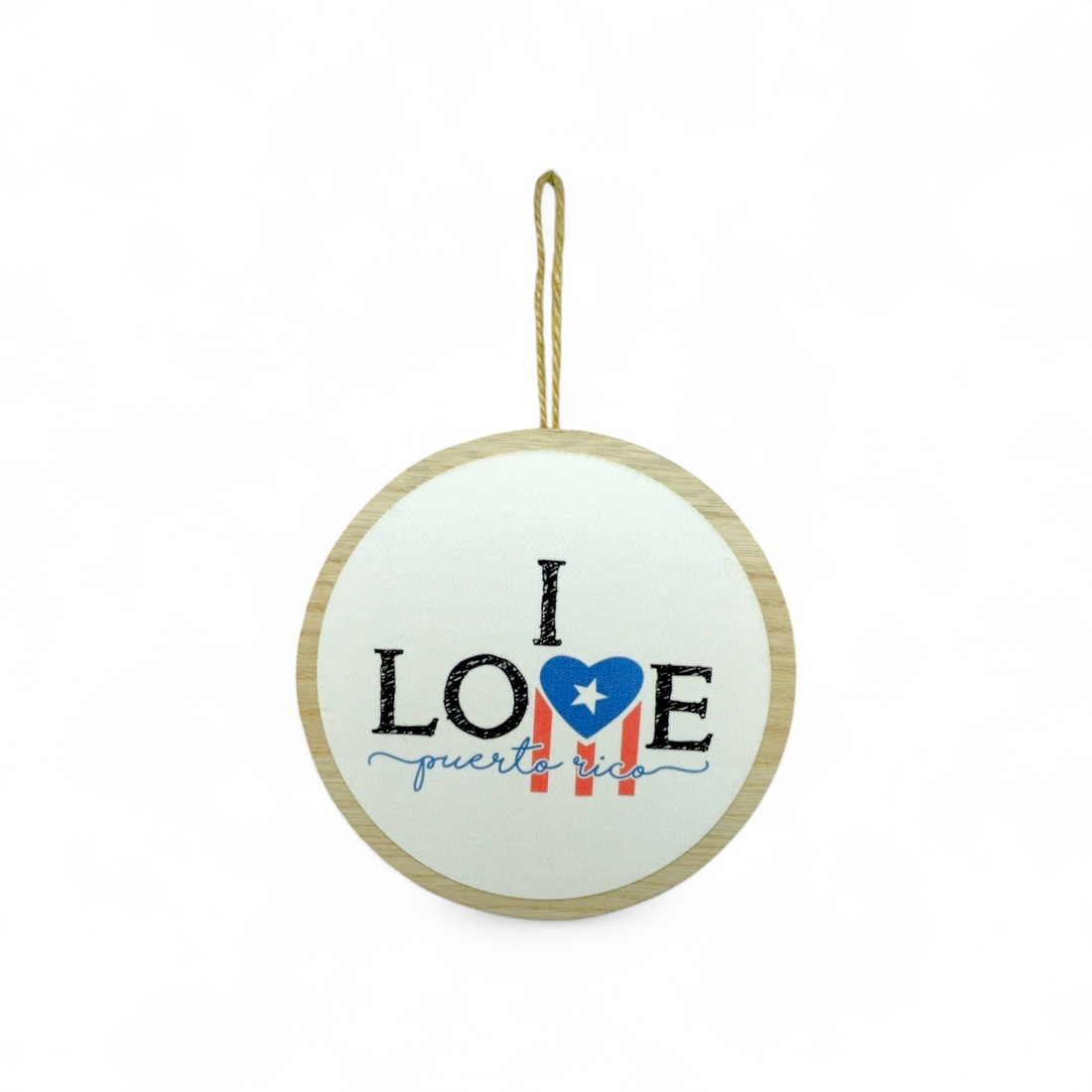 Puerto Rico Souvenir - Round Hanging Wooden Plaque (6.4")