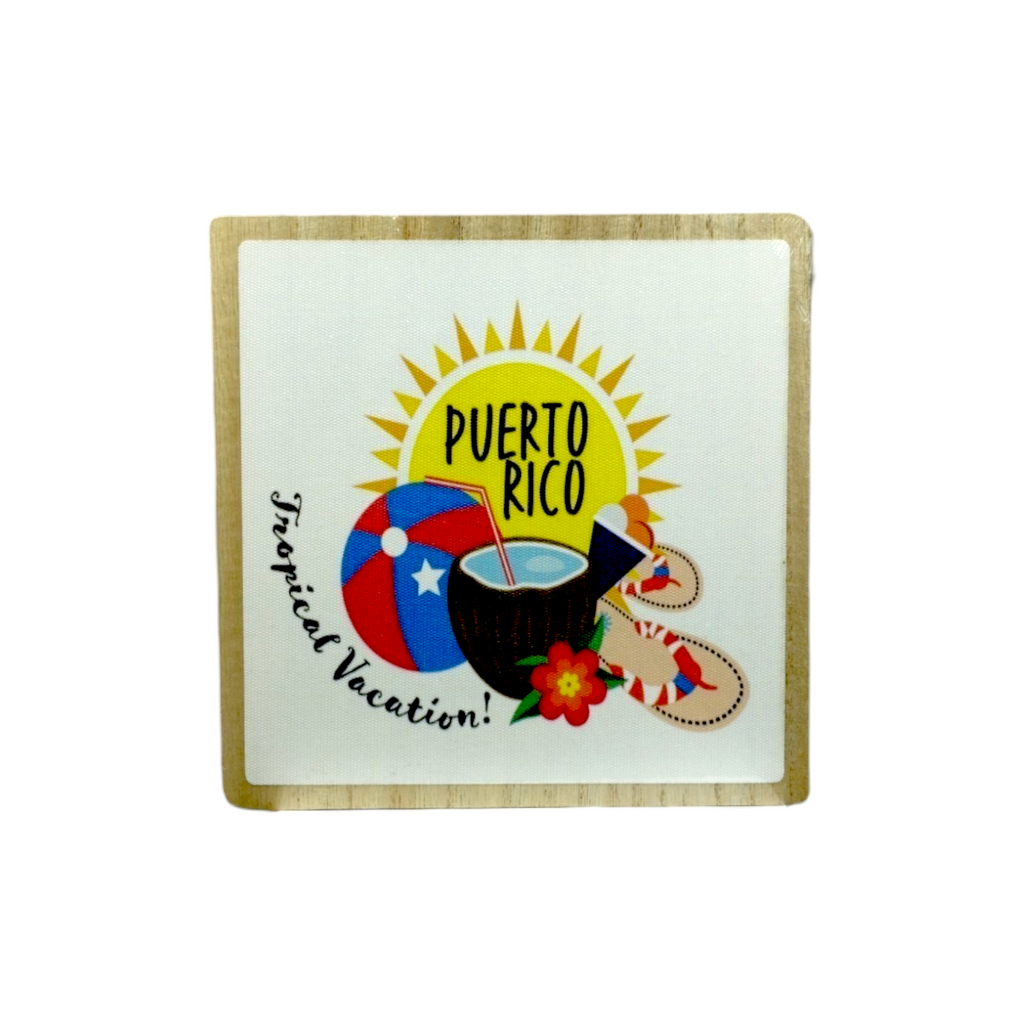 Souvenir de Puerto Rico - Placa de Madera cuadrada con stand (6.4")