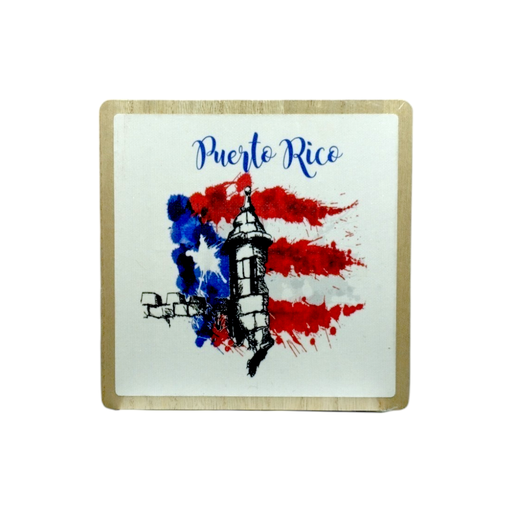 Souvenir de Puerto Rico - Placa de Madera cuadrada con stand (6.4")