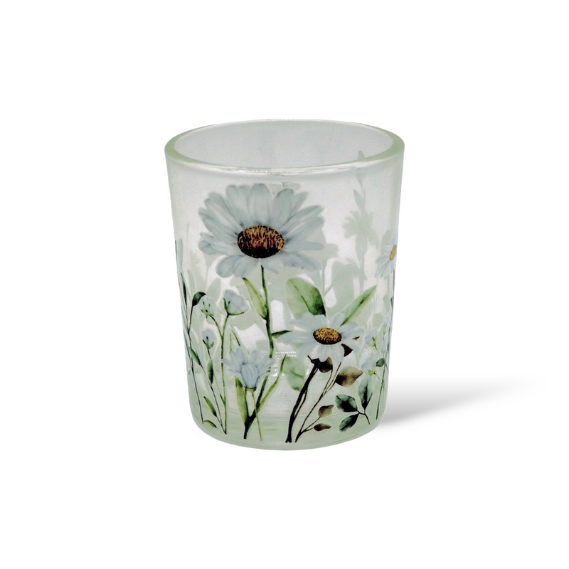 Portavelas de Cristal Pequeños con diseños Florales (Variedad de Estilos)