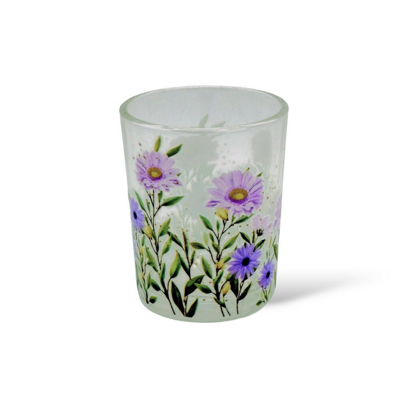 Portavelas de Cristal Pequeños con diseños Florales (Variedad de Estilos)