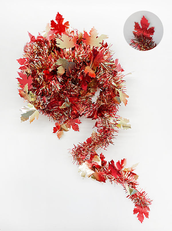 Otoño - Guirnalda con detalles en hojas oropel 9'.