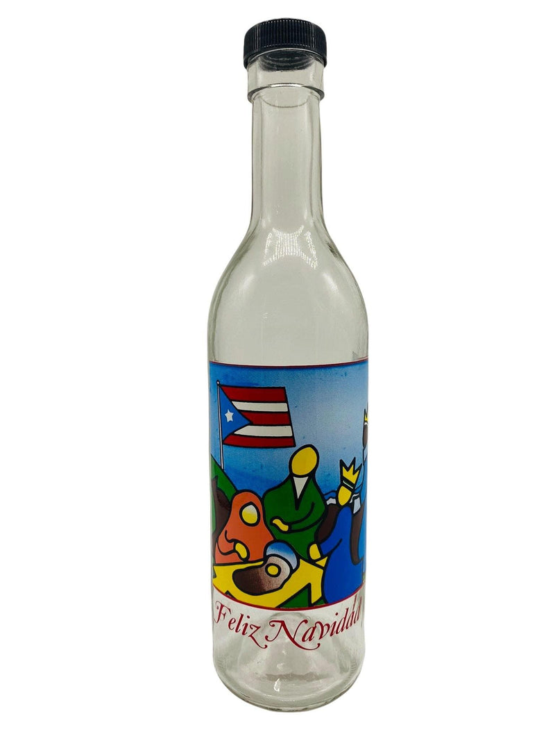 Botella de Coquito con Diseños Navideños.