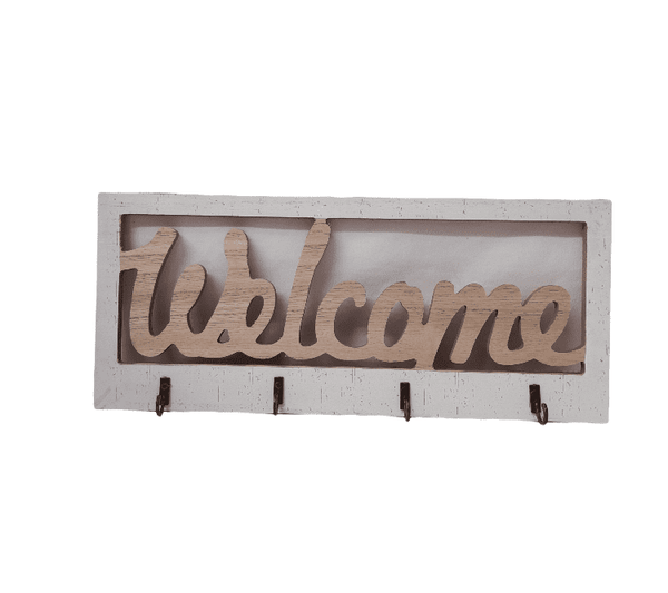 Placa Decorativa w/ Keyholder - "Welcome".