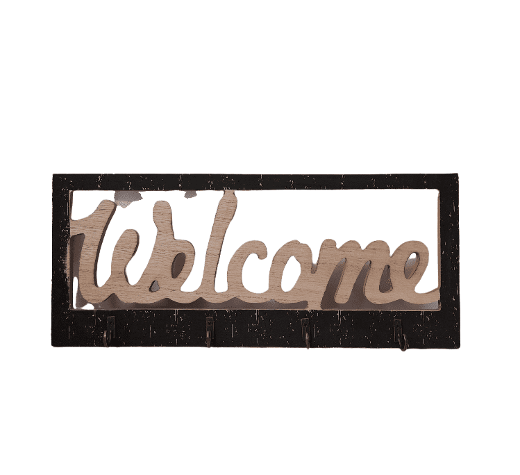 Placa Decorativa w/ Keyholder - "Welcome".