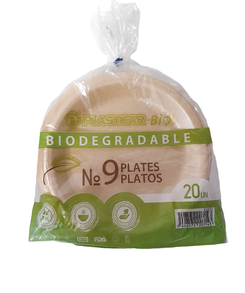 ♻️ Platos Biodegradable (9" / 20 pcs ).