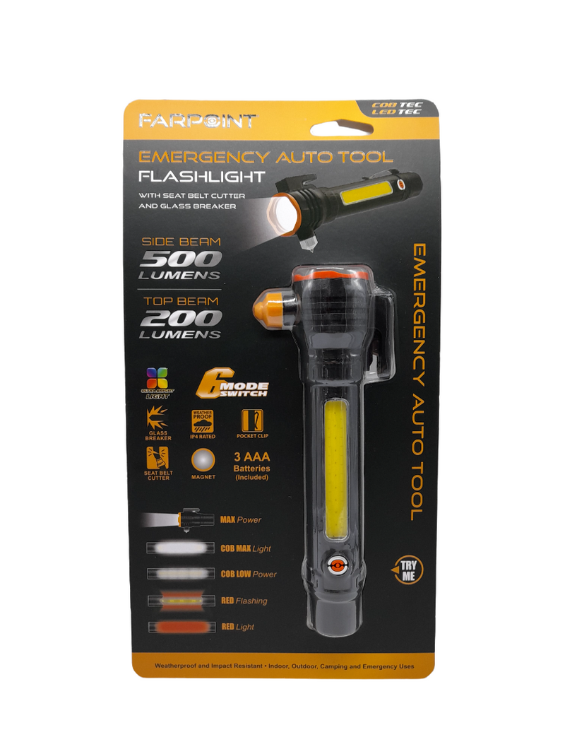 Emergency Auto Tool Flashlight - 3 AAA (Incluido).