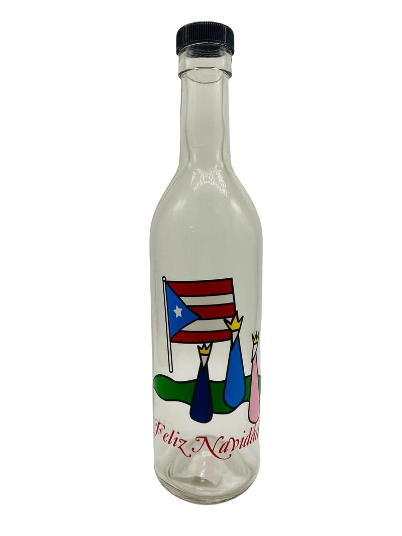 Botella de Coquito con Diseños Navideños.