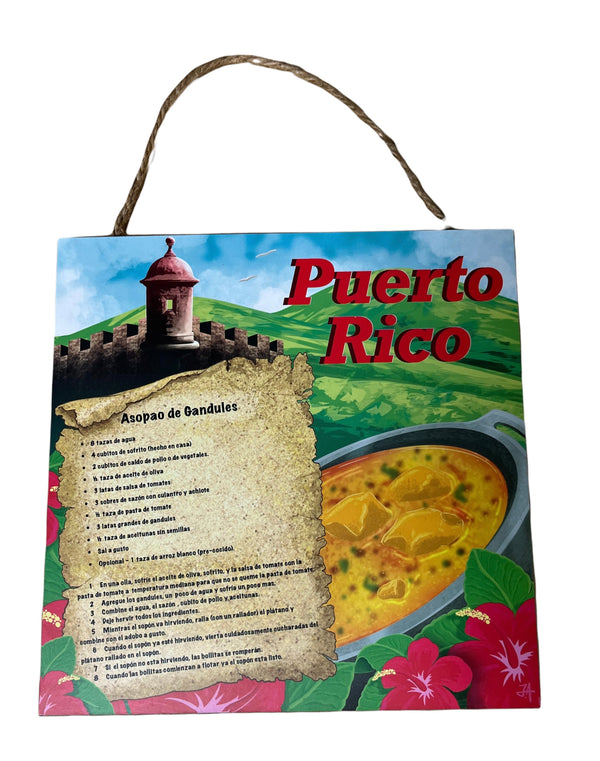 Wall Plaque w/ Recipe - Asopao de Gandules.
