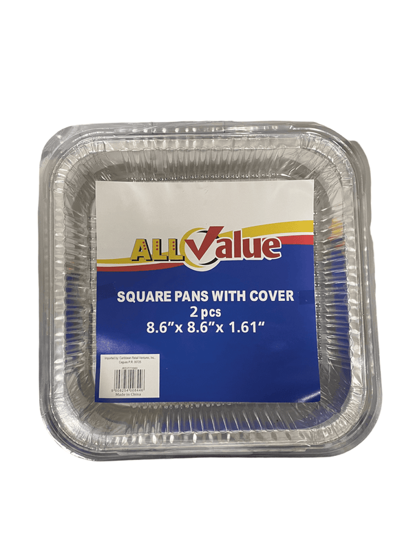 All Value - Molde Cuadrado de Aluminio c/ Tapa (8.6" X 8.6" X 1.61").