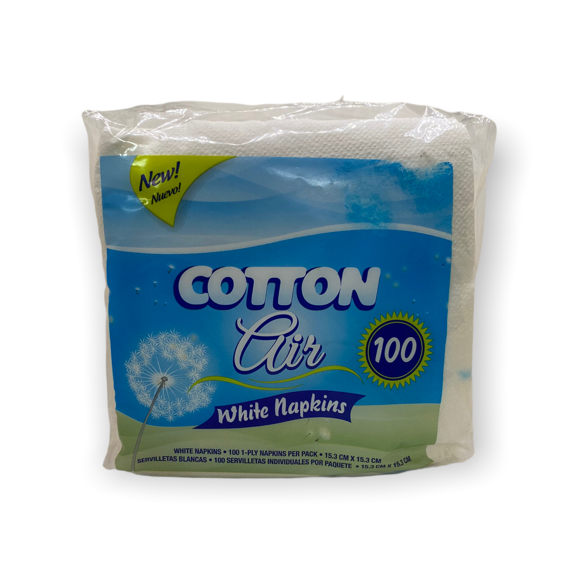 Cotton Air- White Napkins (100 units / 15.3cm x 15.3cm).