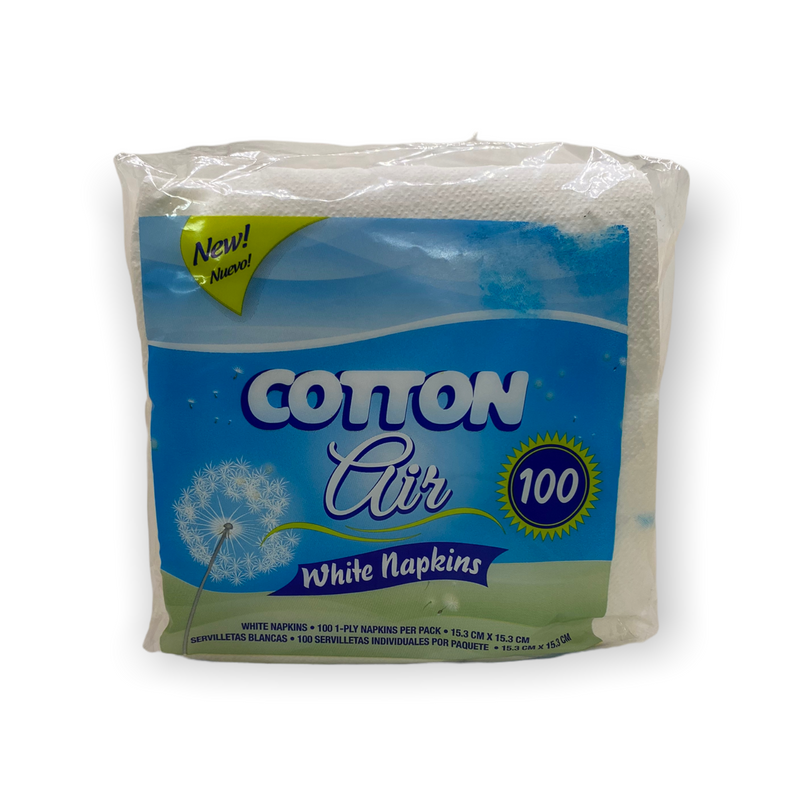 Cotton Air- White Napkins (100 units / 15.3cm x 15.3cm).