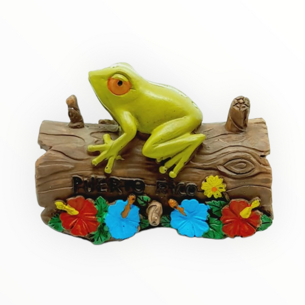 Figura de Puerto Rico - Coqui en Tronco.