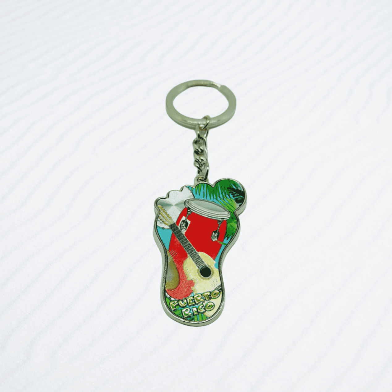 Souvenir de Puerto Rico | Llavero en Metal- Huella de Pie.