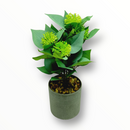 Planta Artificial con Tiesto Gris y Flores en Pompones.