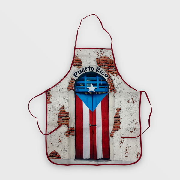 Souvenir de Puerto Rico - Delantal de Cocina / Puerta con Bandera.