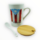Souvenir de Puerto Rico - Taza con Cuchara y Tapa.