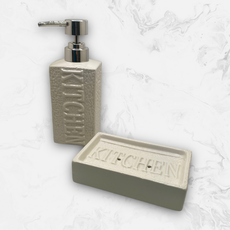 Dispensador y Jabonera en Cerámica para Cocina - ''KITCHEN''.