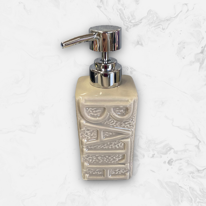 Dispensador y Vaso para Cepillos Dentales en Cerámica - ''BATH'' Beige.