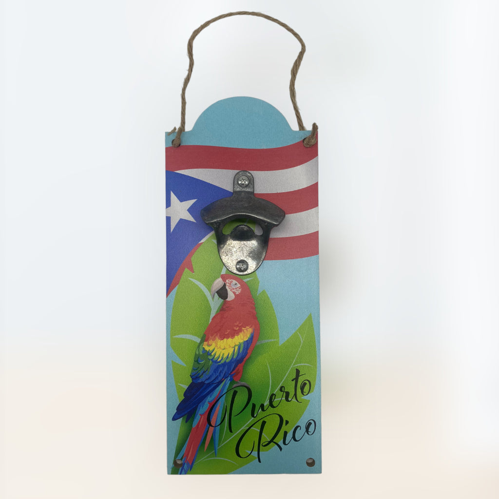 Souvenir de Puerto Rico - Placa de Madera con Abridor de Cervezas