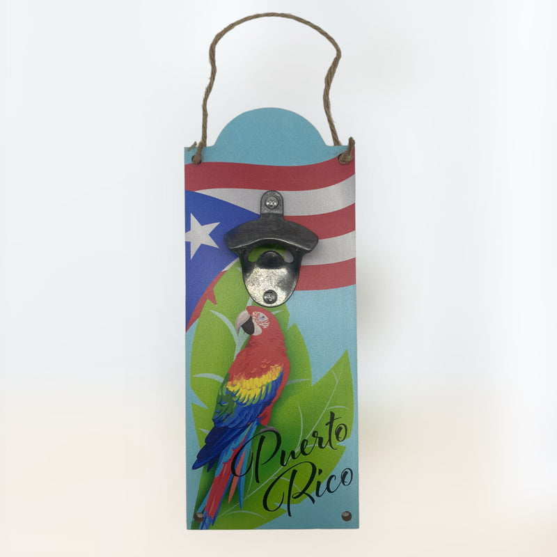 Souvenir de Puerto Rico - Placa de Madera con Abridor de Cervezas