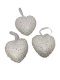 Valentine Ornaments- 3 Hearts with Glitter.