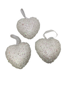 Valentine Ornaments- 3 Hearts with Glitter.
