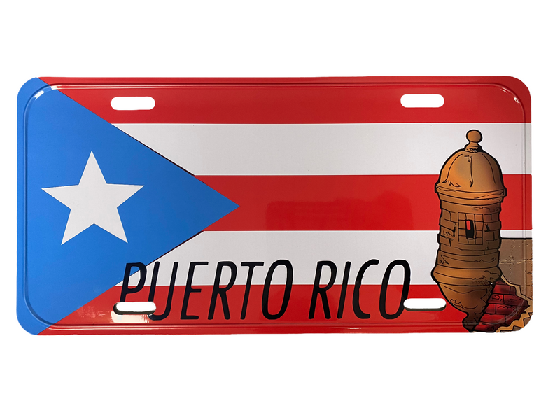 Tablillas de Puerto Rico - Estilo Bandera (License Plate).