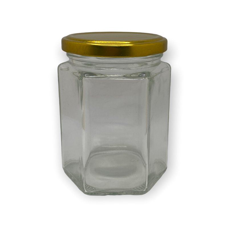 Frasco de Cristal Exagonal con Tapa.