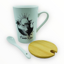 Souvenir de Puerto Rico - Taza con Cuchara y Tapa.