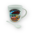 Souvenir de Puerto Rico - Tazas con Cuchara en Empaque Blanco.
