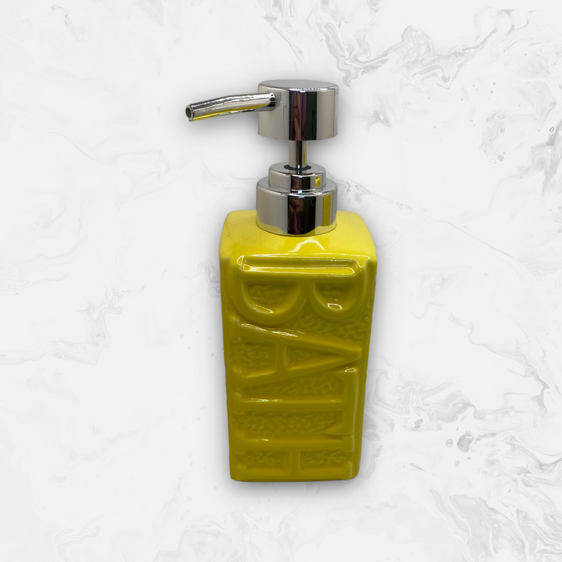 Dispensador y Vaso para Cepillos Dentales en Cerámica - ''BATH'' Amarillo.