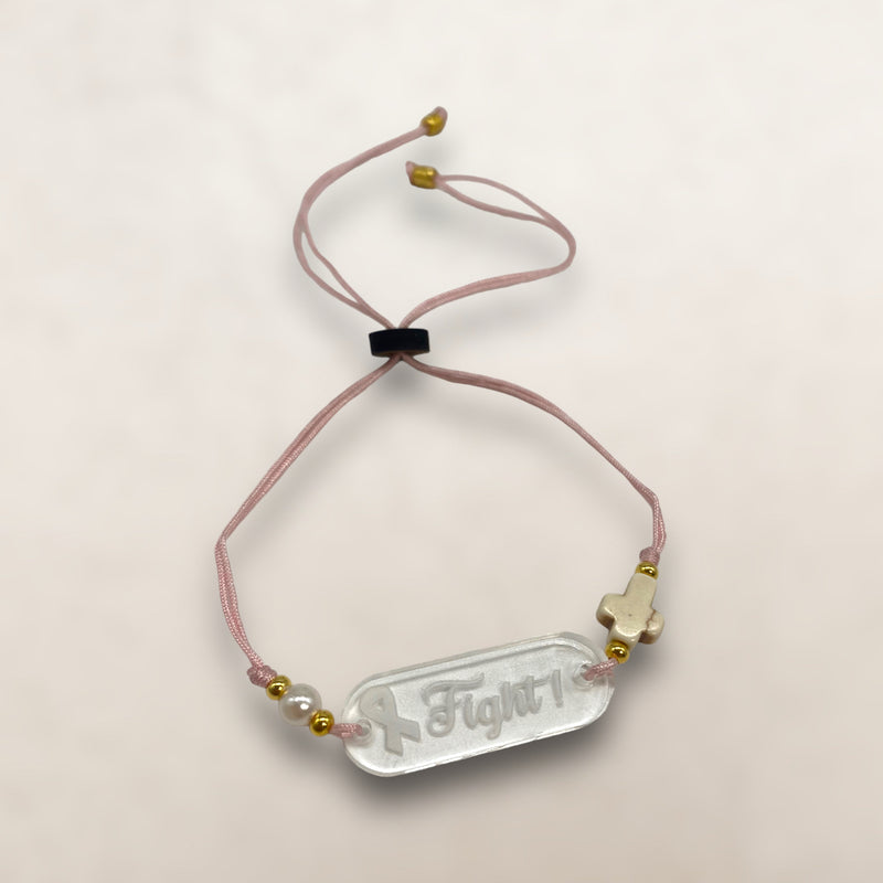 Wood Crafts - ''Fight!'' Bracelets (Fight Against Cancer) *One Size*