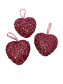 Valentine Ornaments- 3 Hearts with Glitter.