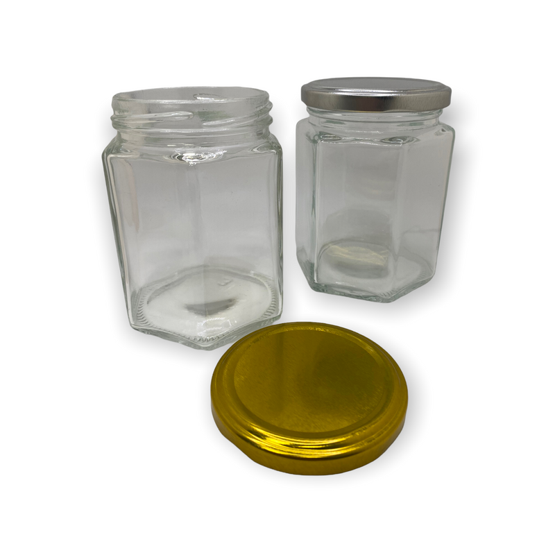 Frasco de Cristal Exagonal con Tapa.