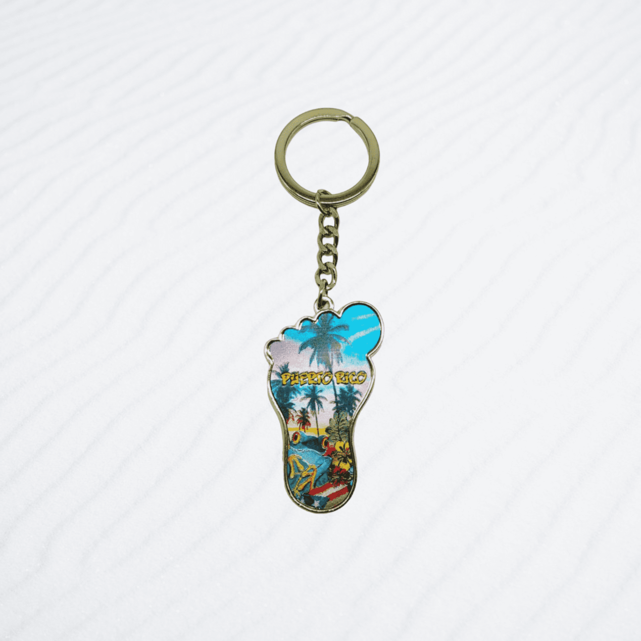 Souvenir de Puerto Rico | Llavero en Metal- Huella de Pie.