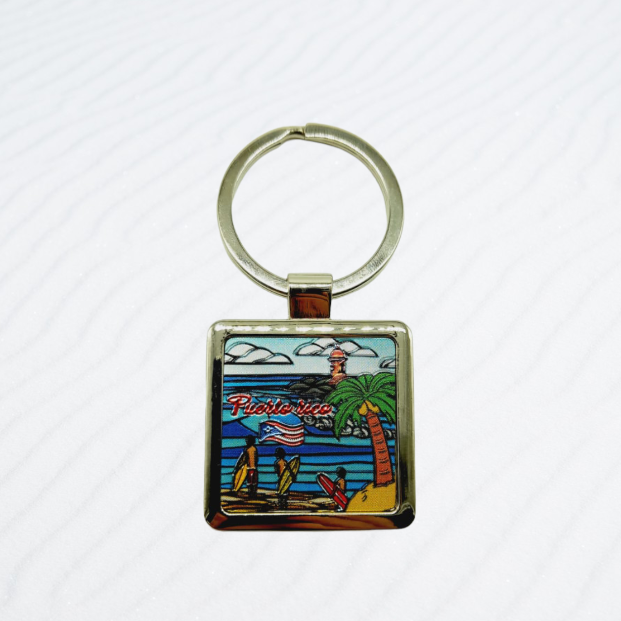 Souvenir de Puerto Rico | Llavero en Metal- Cuadrado.