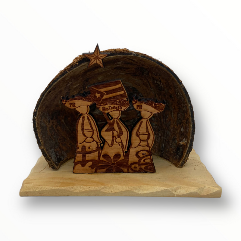 Coconut Wood Decoration- Three Wise Men | Artesanal.
