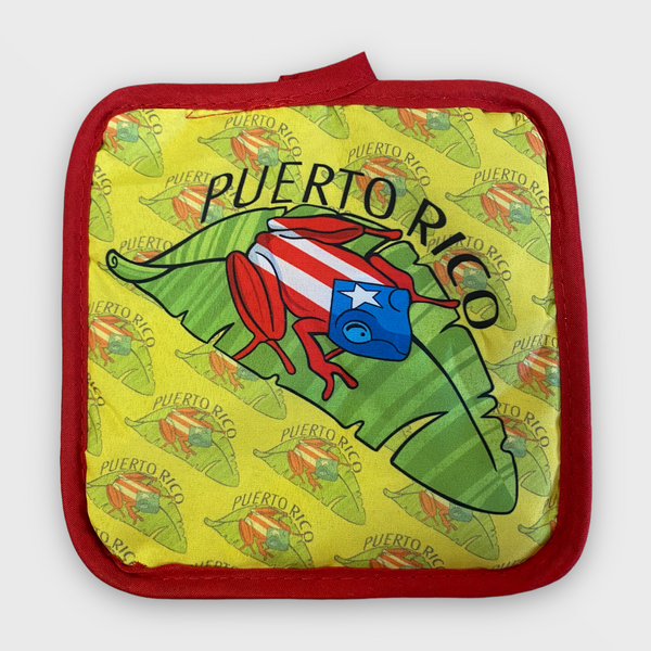 Souvenir de Puerto Rico - Agarradera de Cocina / Coqui en Hoja.