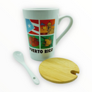 Souvenir de Puerto Rico - Taza con Cuchara y Tapa.