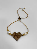 Artesanía en Madera - Pulsera de Tres Reyes Magos en Corazón *One Size*