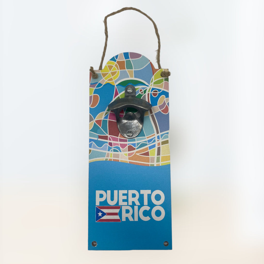 Souvenir de Puerto Rico - Placa de Madera con Abridor de Cervezas