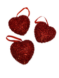 Valentine Ornaments- 3 Hearts with Glitter.