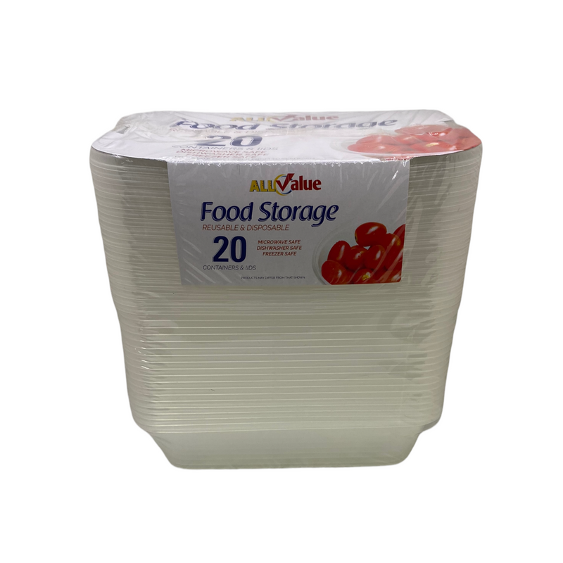 Food Storage Reausable & Disposable- 20 Containers (rectangular).