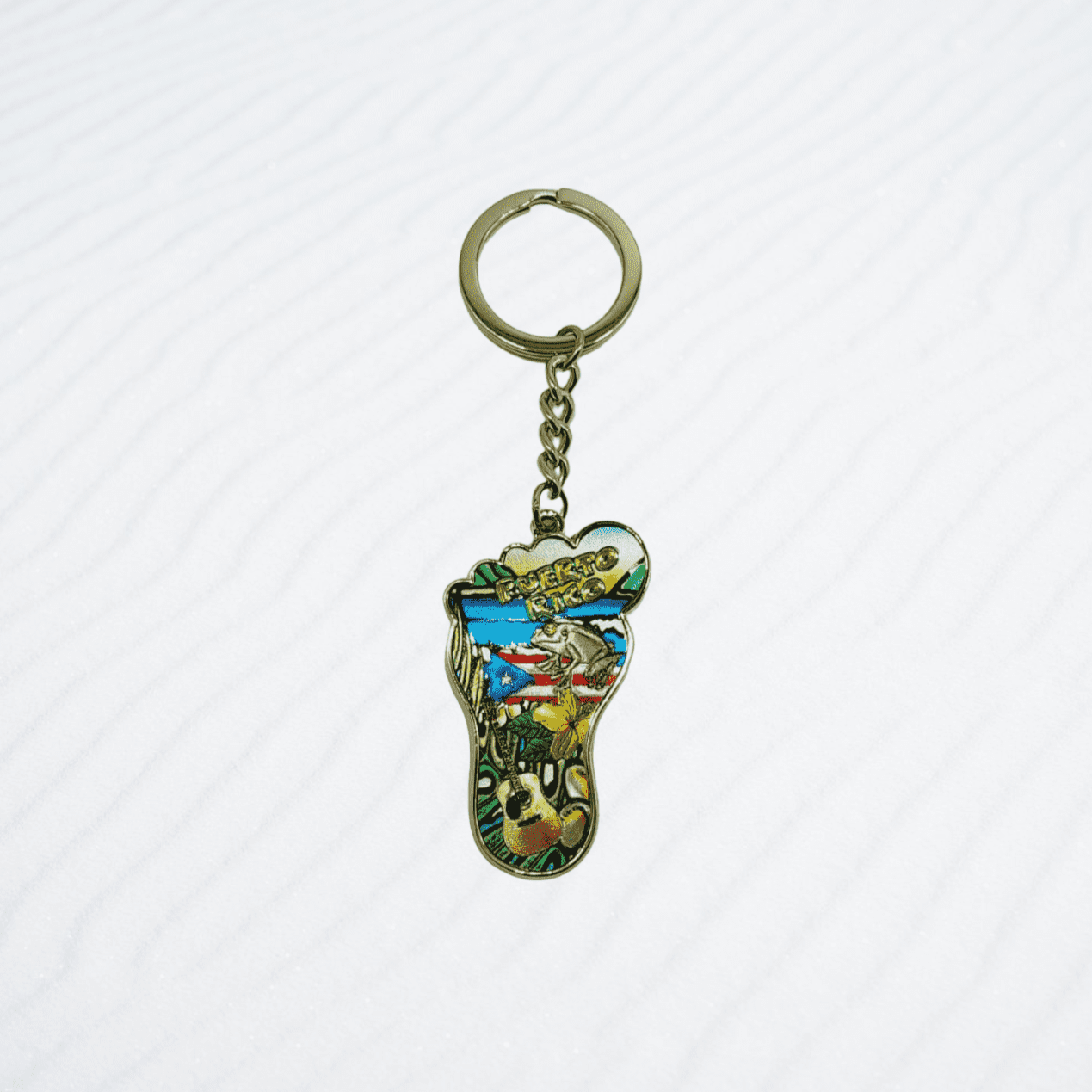 Souvenir de Puerto Rico | Llavero en Metal- Huella de Pie.
