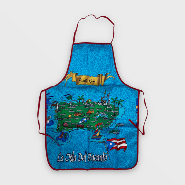 Souvenir de Puerto Rico - Delantal de Cocina / Mapa ''La Isla Del Encanto''.