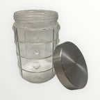 Envase en Cristal con Relieve y Tapa en Plástico con Acabado en Stainless Steel