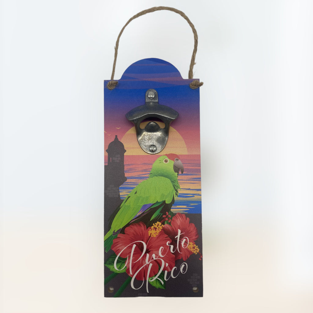 Souvenir de Puerto Rico - Placa de Madera con Abridor de Cervezas