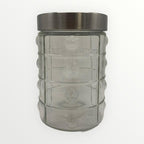 Envase en Cristal con Relieve y Tapa en Plástico con Acabado en Stainless Steel