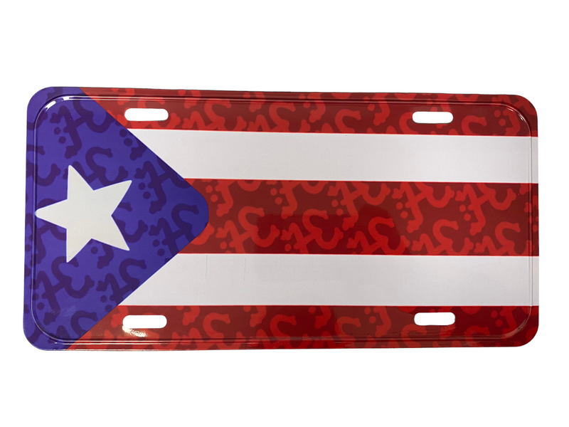Tablillas de Puerto Rico - Estilo Bandera (License Plate).